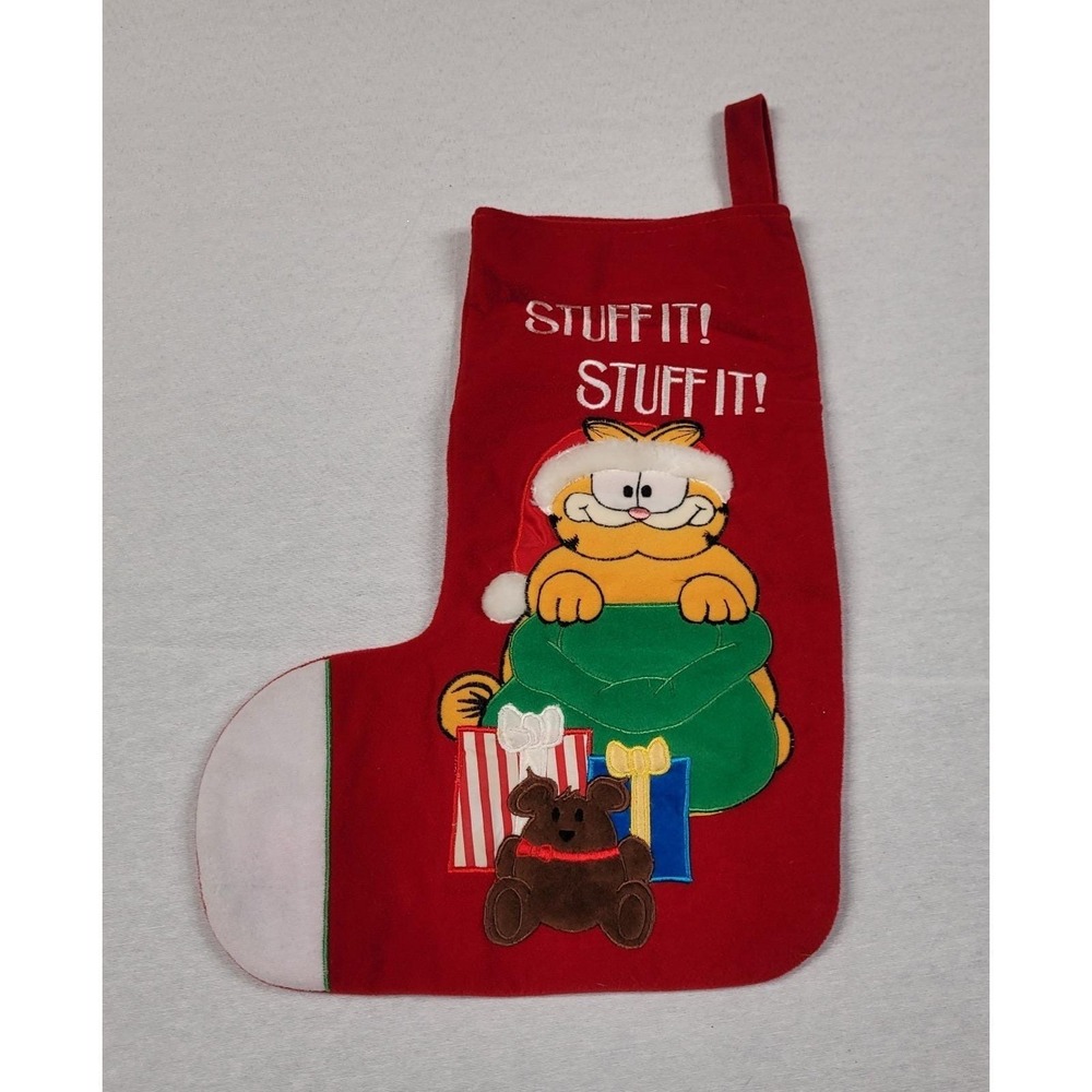 1981 Dakin Garfield Christmas Stocking "STUFF IT! STUFF IT!"